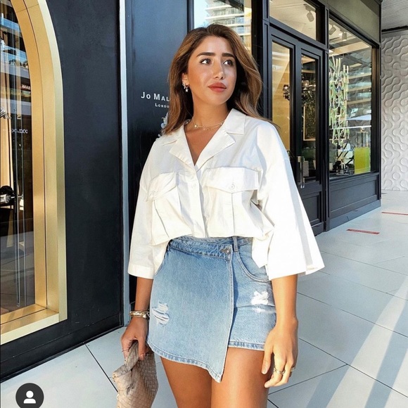 Zara Cropped Oversized Pocket Shirt - Picture 2 of 6